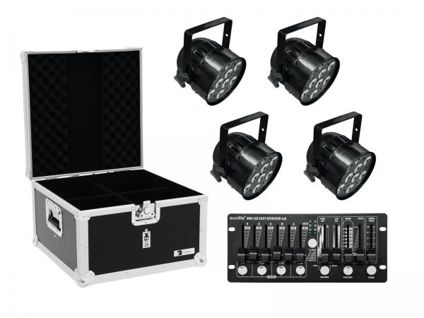Eurolite Set 4x LED PAR-56 HCL sw + Case + Controller